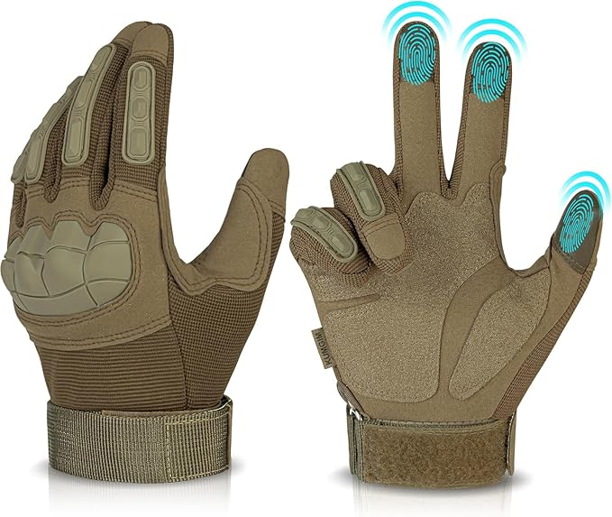 KUMGIM Tactical Gloves for Men, Motorcycle Military Combat Gloves Black Airsoft Gloves Touchscreen for Airsoft Outdoor Hun...