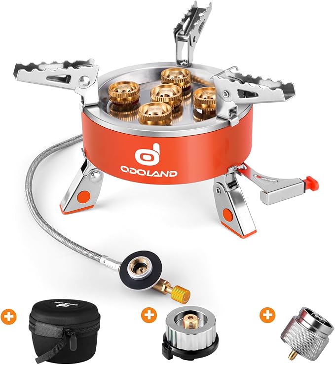 Odoland 9000W Portable Camping Stove Lightweight Camp Stove Collapsible Backpacking Stove with EVA Box for Outdoor Camping...