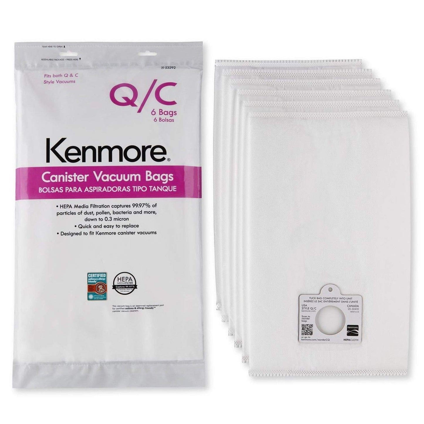 Kenmore Canister Vacuum Bags Type Q & C (6)