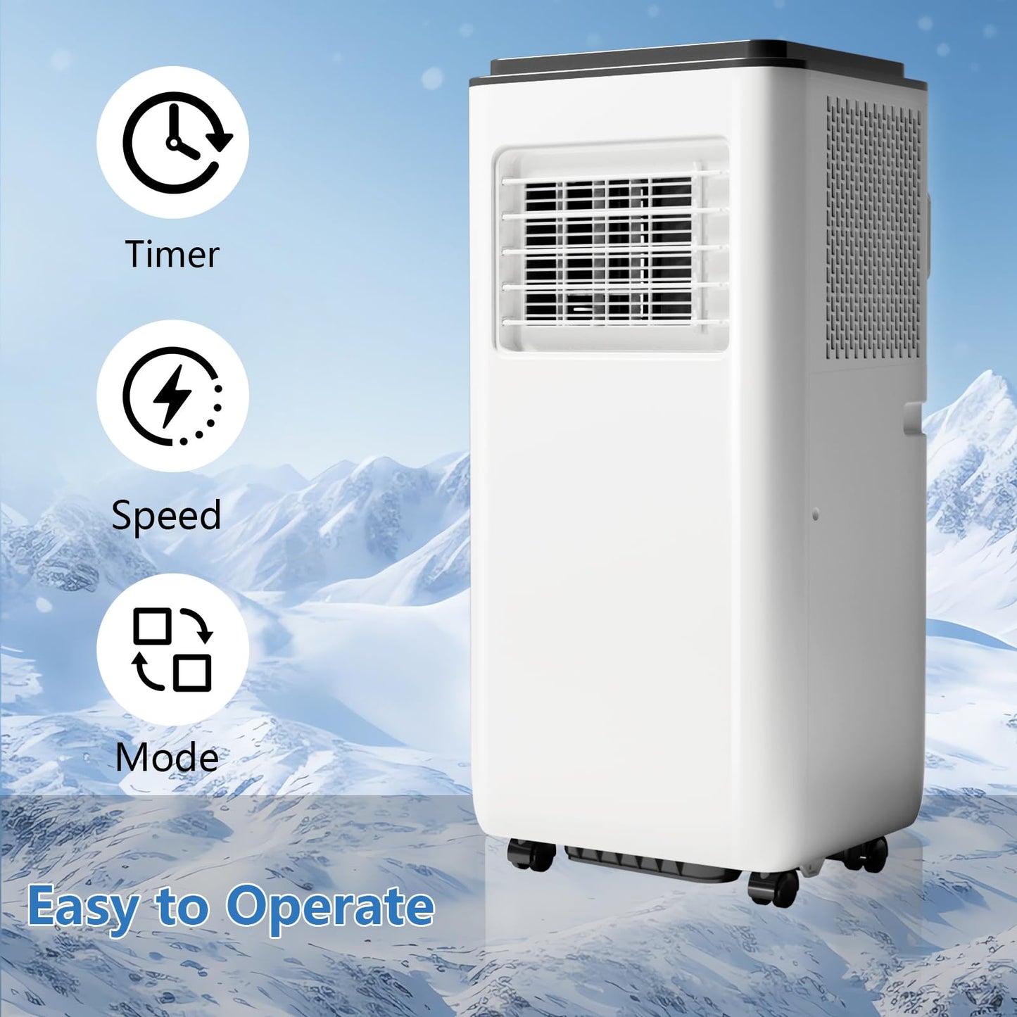 8,000 Btu Portable Air Conditioner Cools Up To 350 Sq.Ft, 3-In-1 Quiet Portable Ac Unit With Remote Control, Smart/Sleep Mode, A