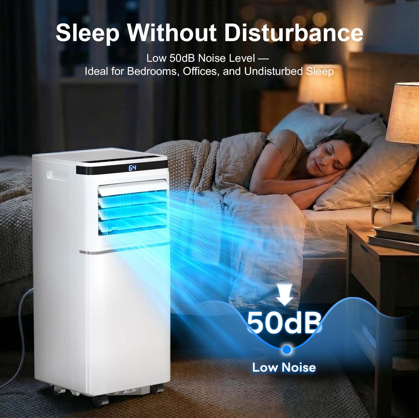Electactic 8000 BTU Portable Air Conditioner for Bedroom, Quiet 4-in-1 Portable AC Unit with Cooling, Dehumidifier & Fan Modes, Sleep Mode, Remote Control & 24H Timer