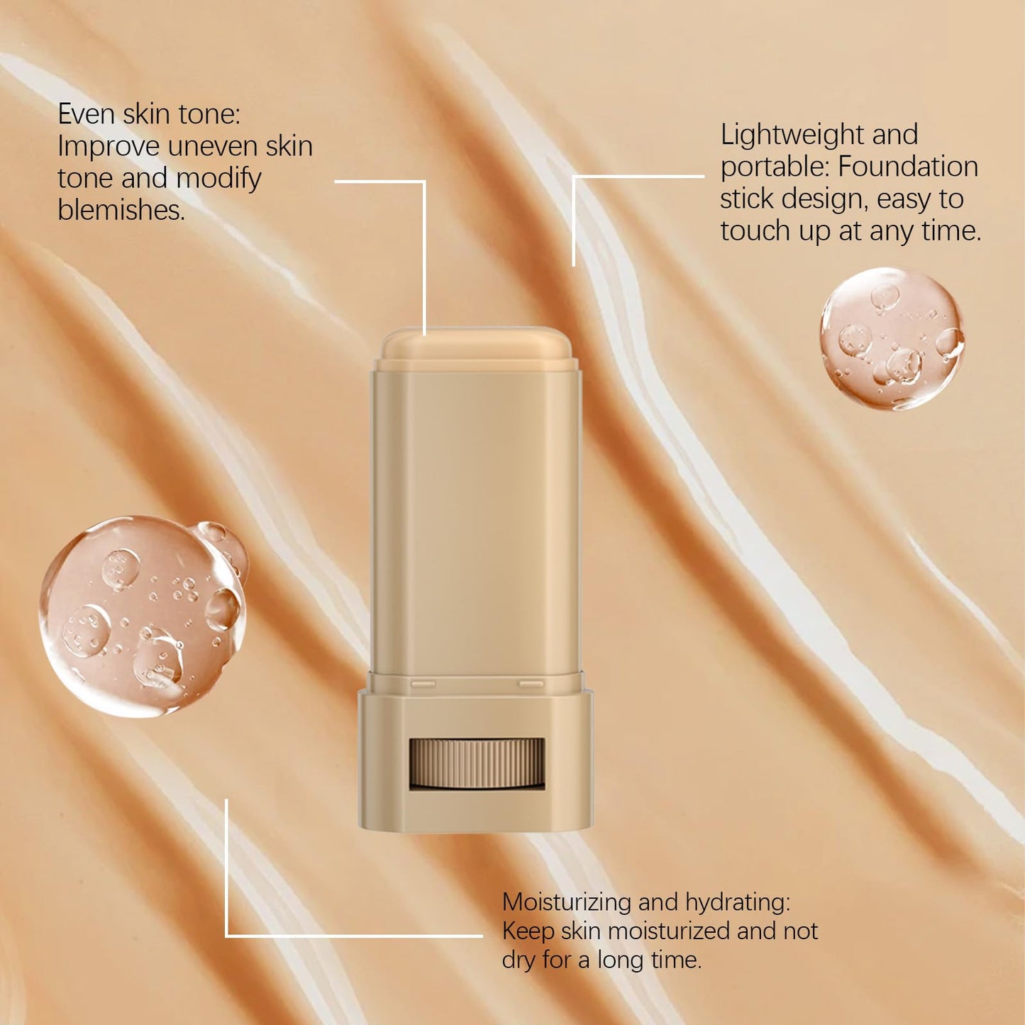 2 Pcs Foundation Stick Beauty Balm Serum Boosted Skin Tint, 2025 New Makeup Tint, Portabl Moisturizing Essence Contour Stick Fou