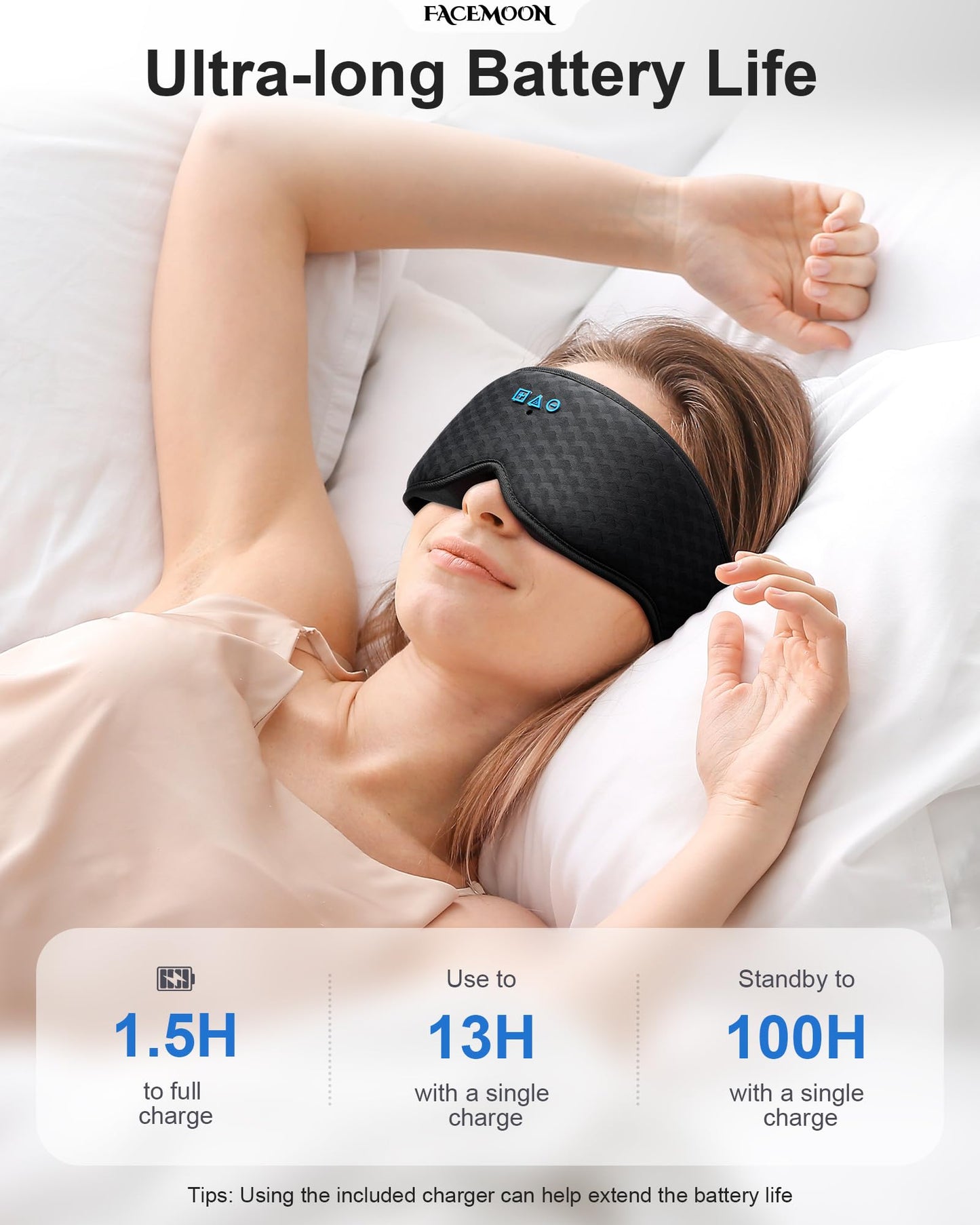 Sleep Mask with Bluetooth Headphones: 100% Blackout, 3D Zero-Pressure Eye Cups, Noise-Reducing Immersive Sound for Sleeping, Adjustable Speaker Fit, Bluetooth 5.4, Detachable Design, Travel Relaxation
