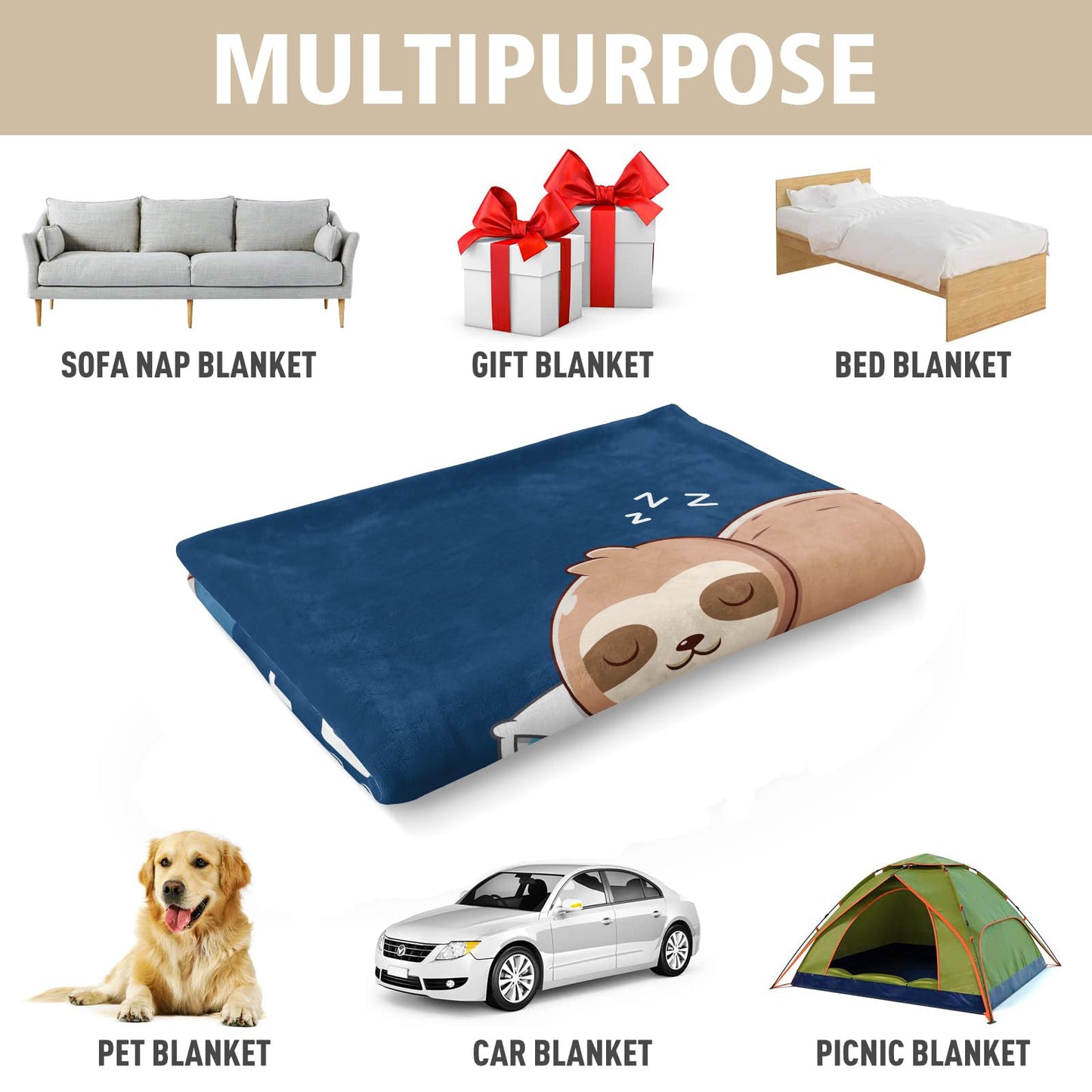 Funny Husband Birthday Gift, Husband is Charging Sloth Blanket, Anniversary Wedding Gifts for Husbands from Wife, Valentines Day Gifts for Him, Soft Sloth Blanket for Husbands 60" x 50"
