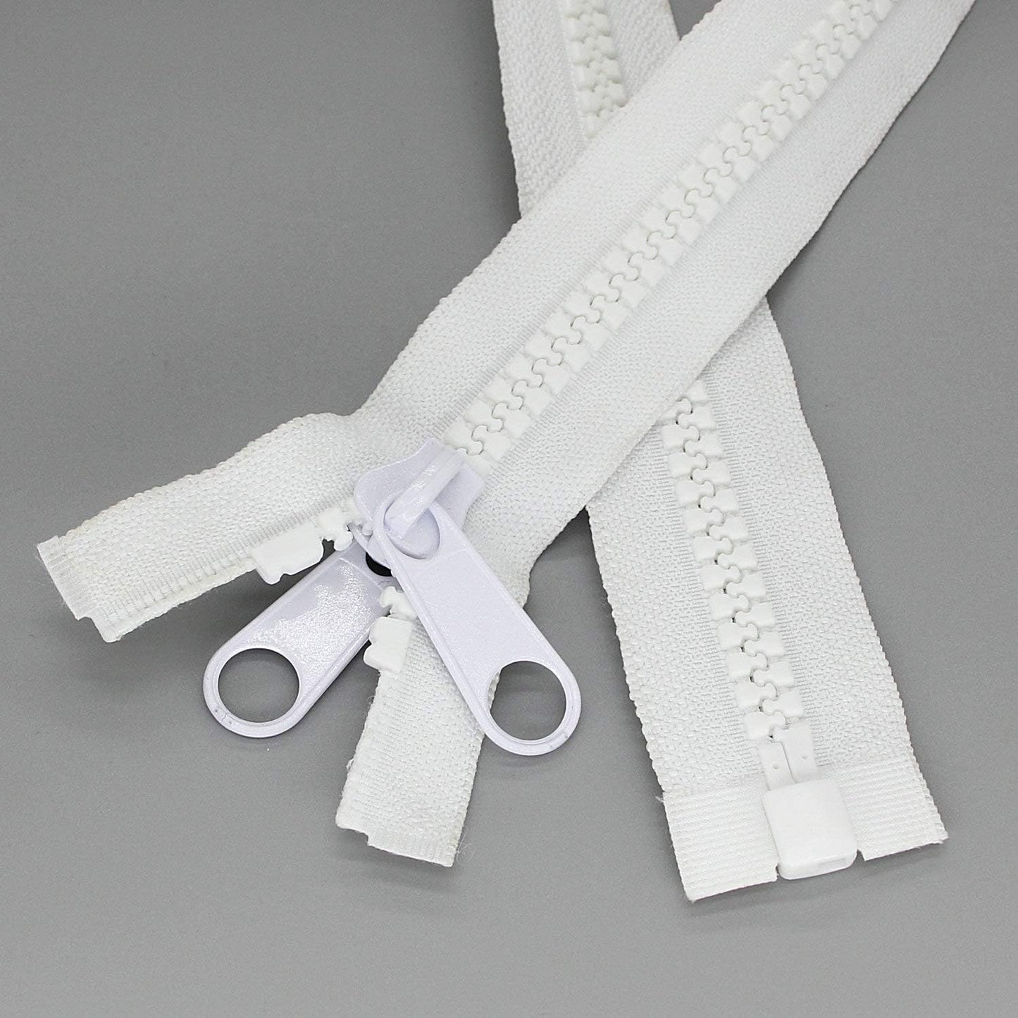 Leekayer #10 Heavy Duty Zippers Separating Large Plastic Zippers White Tape with Double Pull Tab Slider, for Sewing,Sleeping Bag, Boat, Canvas, Cover, Trampoline, Dog Bed,Tent (72" 1pcs)