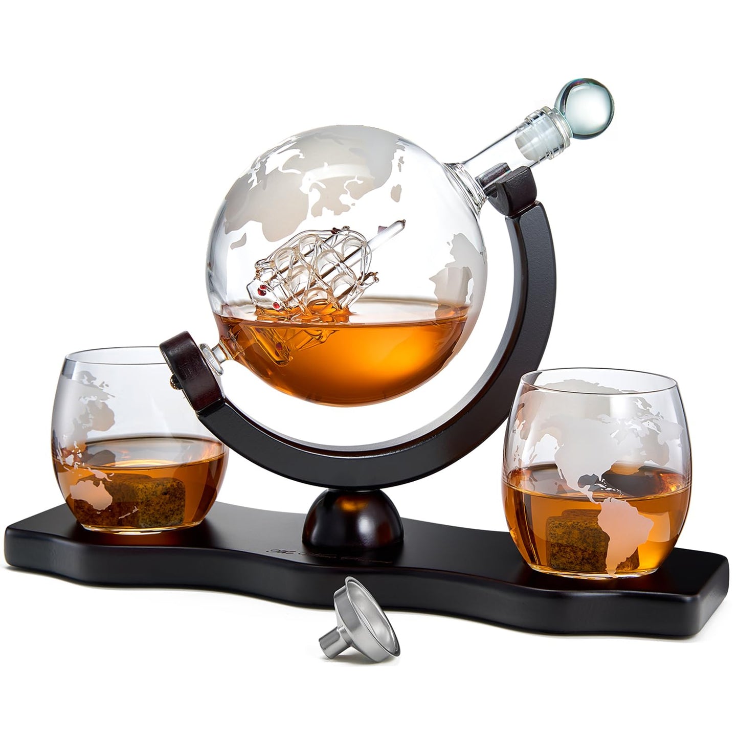 Gifts for Men Dad, Whiskey Decanter Globe Set with Ball & Glasses, Anniversary Birthday Gifts for Him Husband Boyfriend Brother, Unique Valentine Day Gifts for Bourbon Scotch Liquor Vodka, Cool Stuff