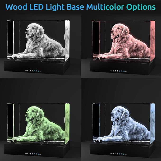 ArtPix 3D Premium Crystal Photo, Christmas Personalized Gifts for Women, Wife, Her, Him, Men, Husband, Grandma, Great Xmas Customized Gift With Your Own Photo, Custom Glass 3D Laser Etched Picture