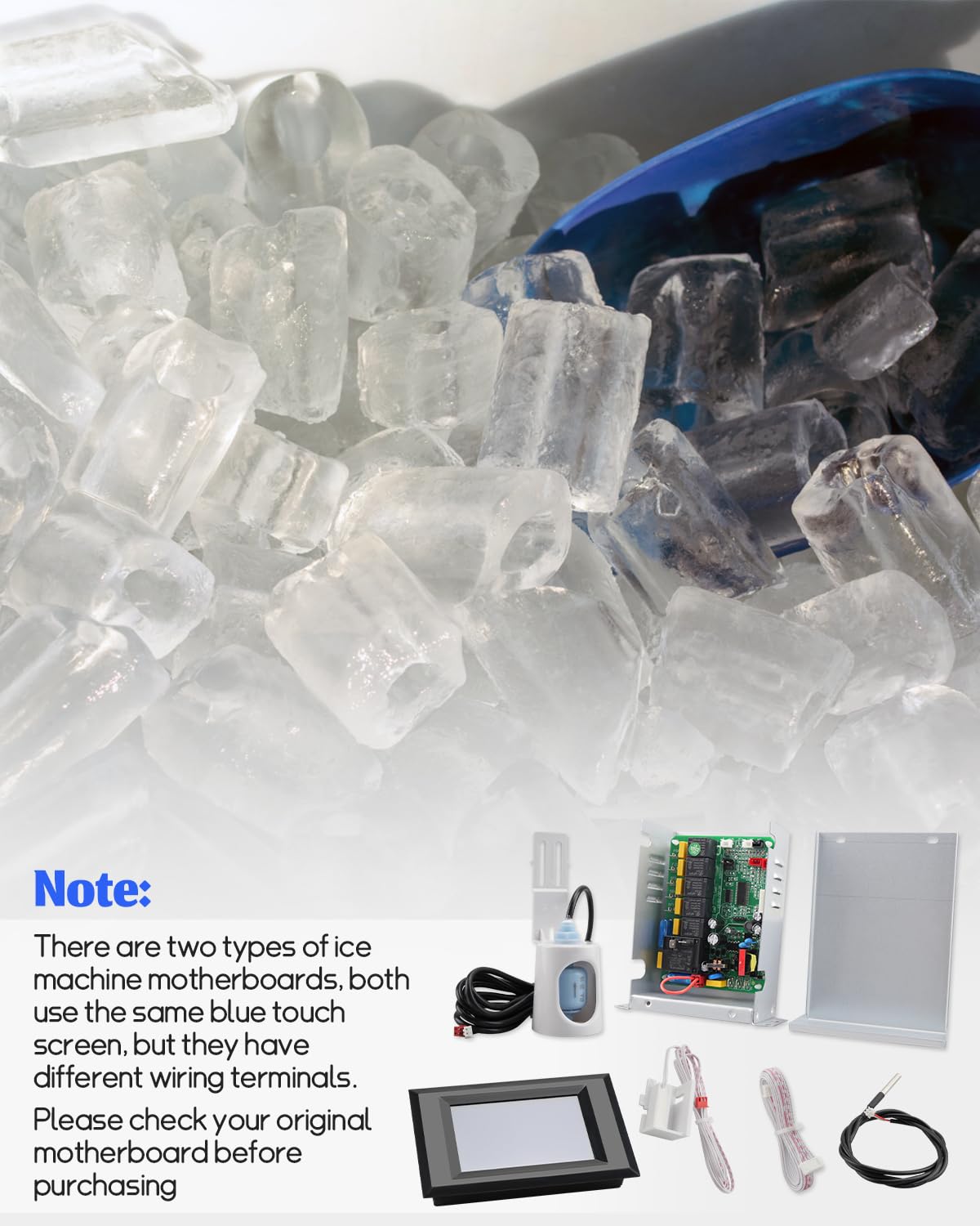 Business Cube ice Maker Controller kit Fit for Vevor/Cotlin/Coolski Split Ice Machines， Blue Touch Screen Ice Makers Control Board Fit for Most Commercial Ice Machines
