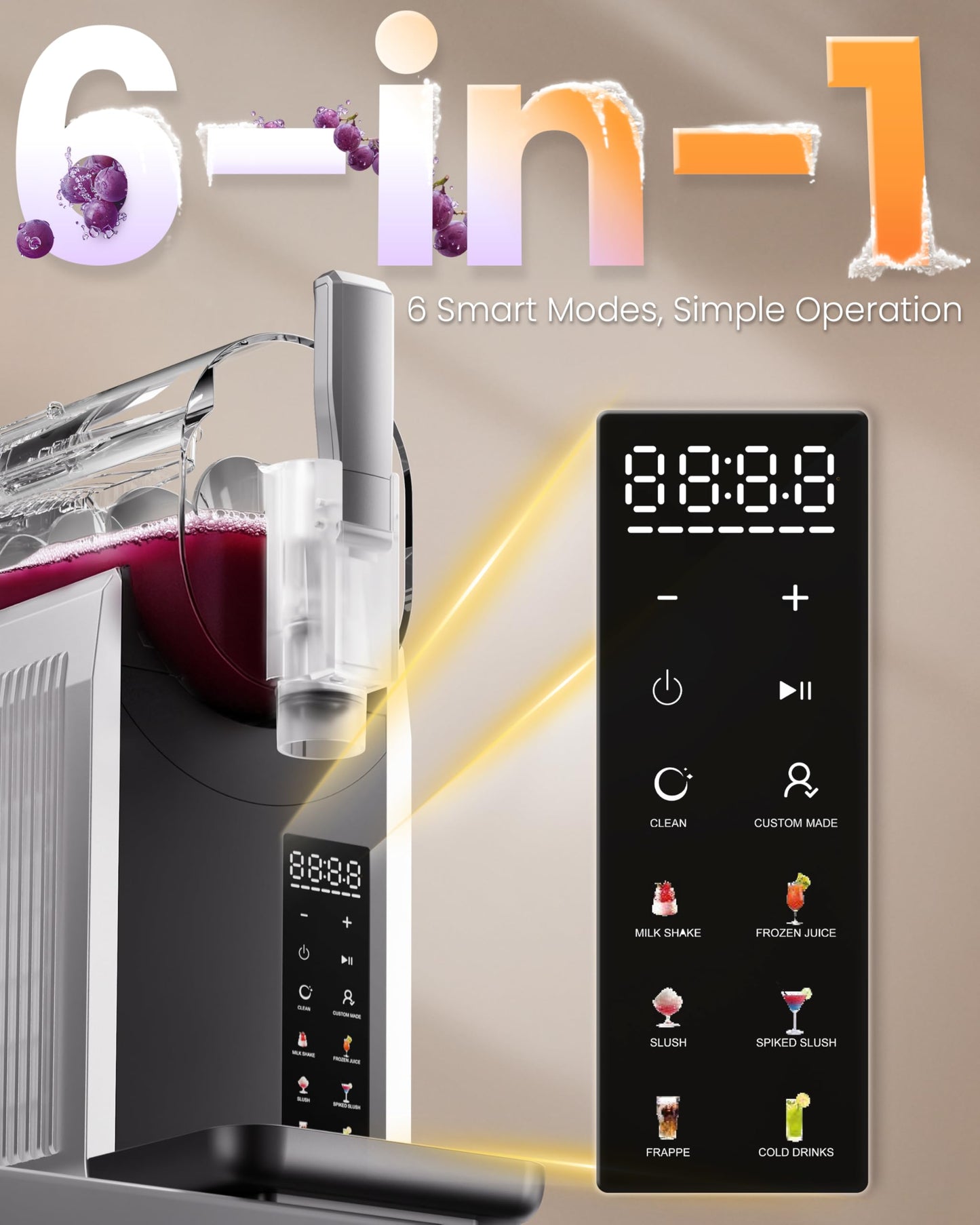 Slushie Machine, EASTPUS 68oz No Ice Needed, Frozen Drink & Soft Serve Maker, Rapid Freeze, 6 Presets, Self-Cleaning – For Slushies, Margaritas, Smoothies, Milkshakes, Frappés & More (2025 Version)