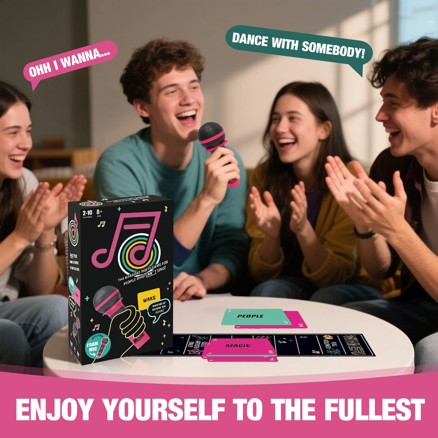 ATG Mic Karaoke Party Game - Hilarious Singing Challenge for Families & Friends with 250 Song Lyrics - Perfect for Game Nights & Birthday Parties 8 Years Old (2-10 Players)