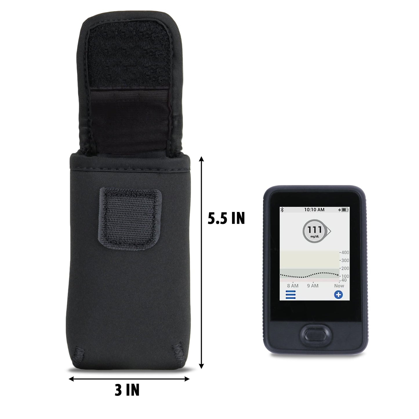 USA Gear Large Continuous Glucose Monitor Receiver Belt Case Compatible with Dexcom G7 Receiver, Dexcom G6, and More CGM Glucose Monitor Devices - Flexible Neoprene with Scratch Resistant Interior
