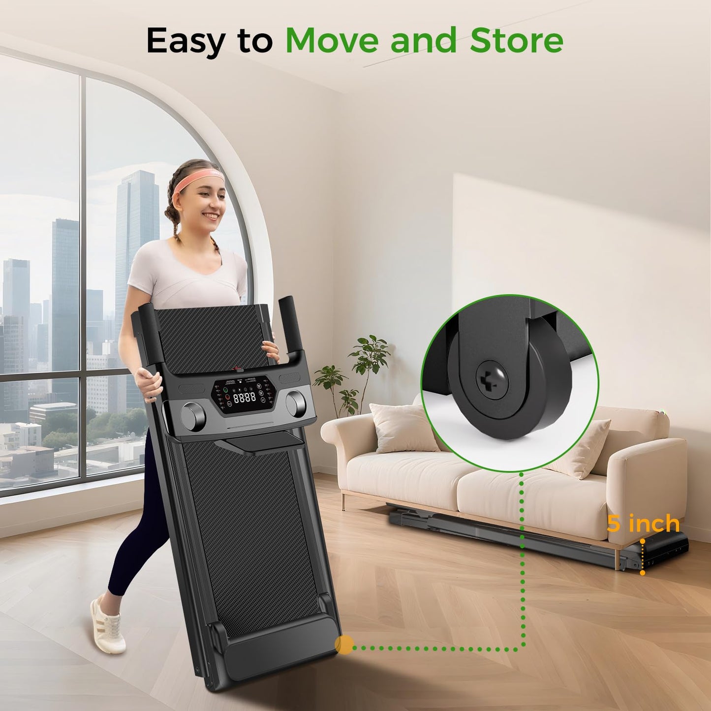 Foldable Treadmill for Home, 3-in-1 Walking Pad with 15% Incline Handle Bar, 300LBS Capacity, 3.0HP Quiet Brushless, Small Treadmills for Small Spaces FutureGlide