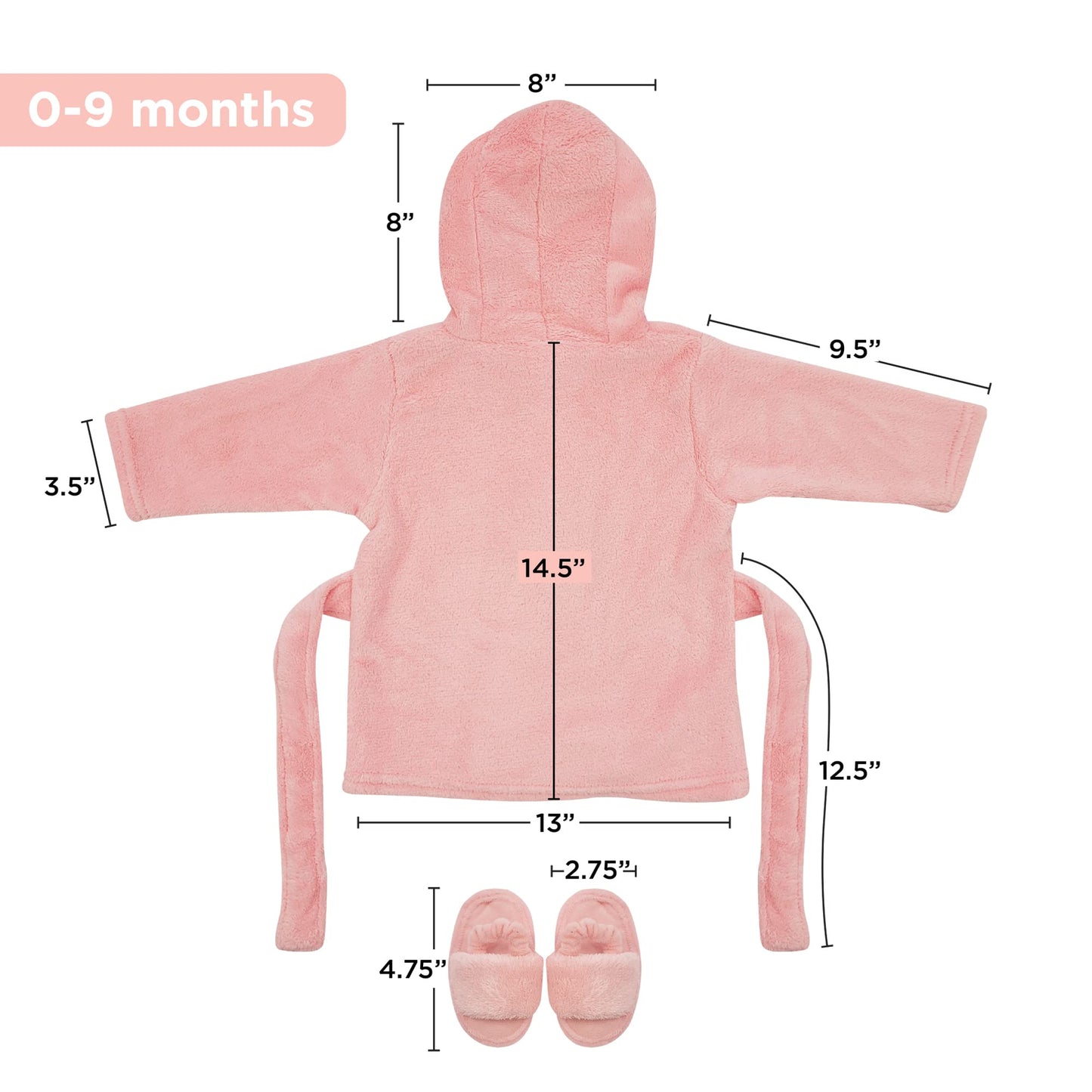 Rising Star Baby Robe Girl, Pink Baby Bathrobe Towel, Slippers & Cap - Bath Robe Spa Set - 1 Year Birthday Gift for Girls