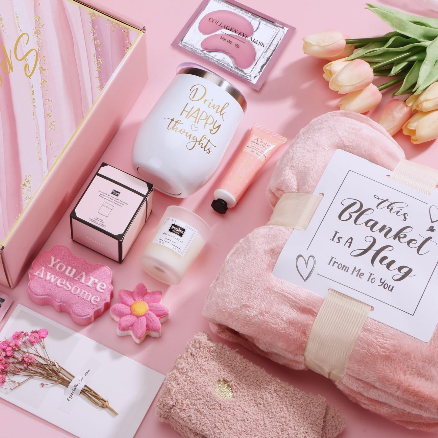 Self Care Gifts for Women Get Well Soon Gift Baskets, Birthday Gifts for Women Care Package, Unique Relaxing Spa Christmas Presents for Mom, Best Friend, Sister, Thinking of You