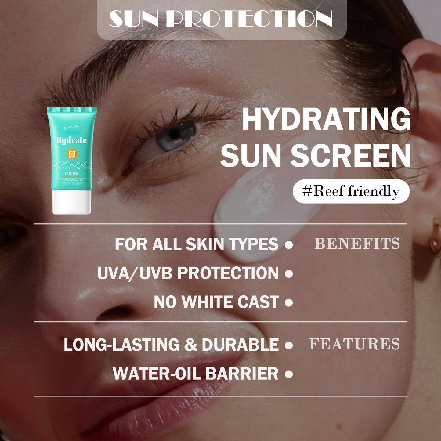 3PCS Sunscreen for Face,Moisturizing Body Face Sunscreen SPF 60+++,Portable Travel Sun Screen,Non-greasy Sun Screen Lotion,Hydra