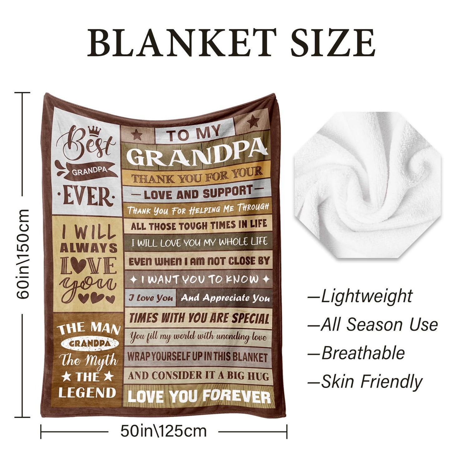 Grandpa Gifts - Birthday Gifts for Grandpa - Best Grandpa Gifts from Grandkids Granddaughter Grandson - Christmas - Great Grandfather Birthday Gift Ideas - Throw Blanket 50" x 60"