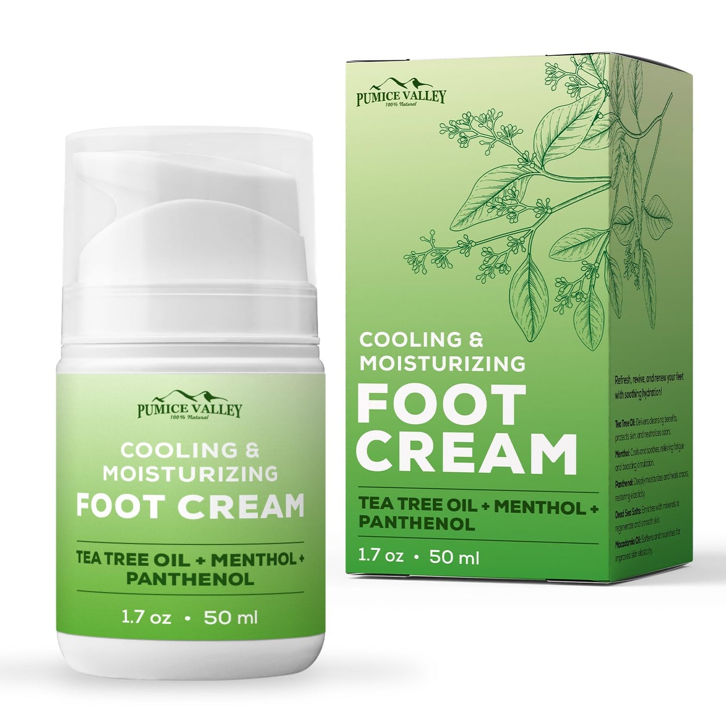 Pumice Valley Foot Cream for Dry Cracked Feet and Heels - Natural Moisturizer, Corn, Calluses Treatment - Skin, Body Lotion, Pan