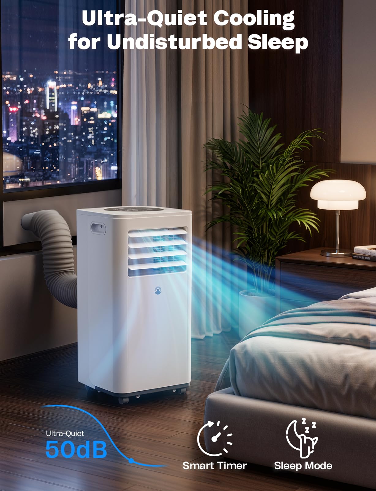 Portable Air Conditioner, 10,000 BTU Portable AC Unit for Room up to 450 Sq. Ft, 3 in 1 Small AC Unit with 24H Timer Smart Sleep Mode, Smart Stand up Air Conditioner for Bedroom Kitchen Garage