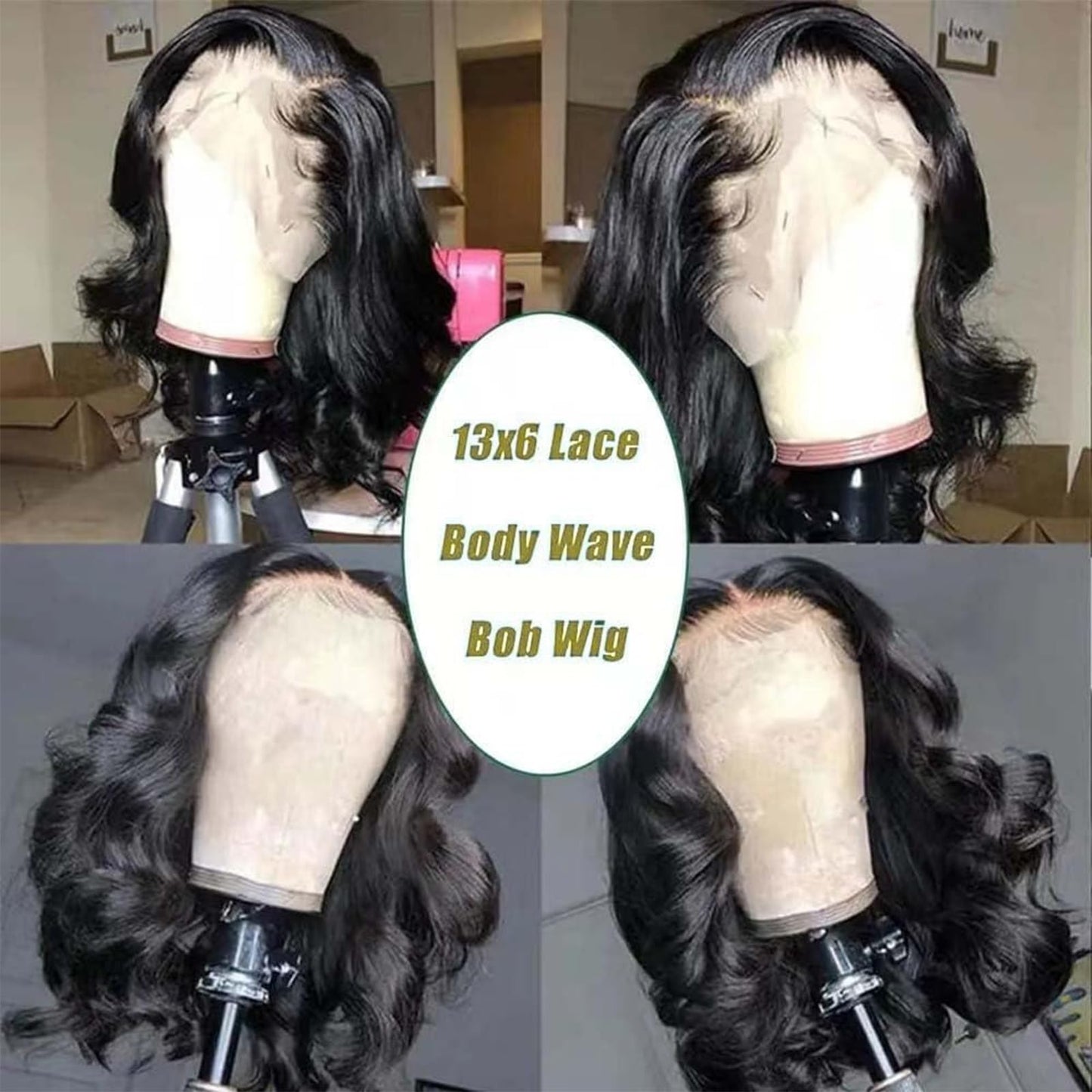 Gureimi 14 Inch Bob Wig Human Hair Short 13x6 Lace Front Wigs Human Hair 200 Density HD Lace Frontal Wigs Human Hair Short Body
