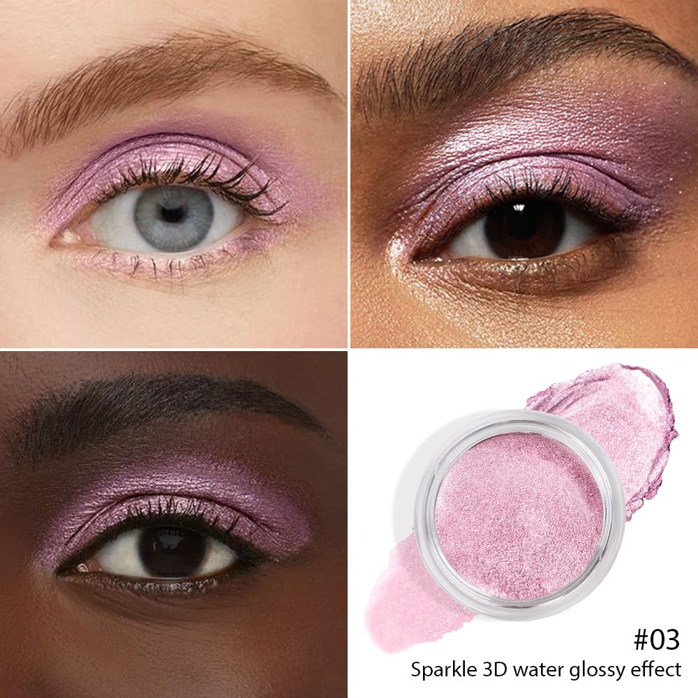 Bright Pink Mousse Single Eyeshadow Palette -Neutral Matte & Shimmer Eyeshadow,Mini Cream Glitter Eye shadow,Long Lasting Highly