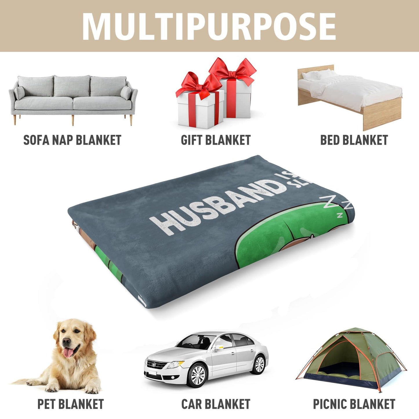 Funny Husband Birthday Gift, Husband is Not Sleeping Blanket, Husbands Gifts from Wife, Anniversary Birthday for Husbands, 60" x 50"