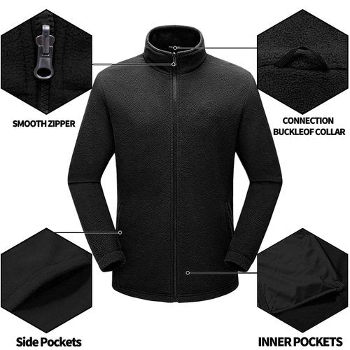 Kugnala Mens Winter Skiing Jacket 3 in 1 Waterproof Warm Snow Fleece Lining Coat Hooded Windproof Jacket Black/Grey S