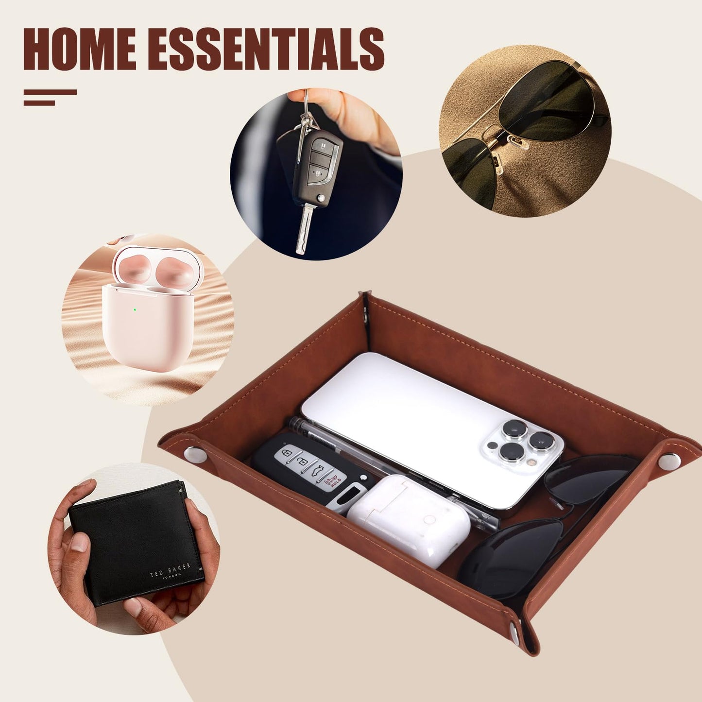 to My Husband Gifts,Leather Tray Engraved Personalized Tray,Birthday Gifts Anniversary Valentine's Day Gifts,Valet Tray Desktop Storage Organizer (Always Will)