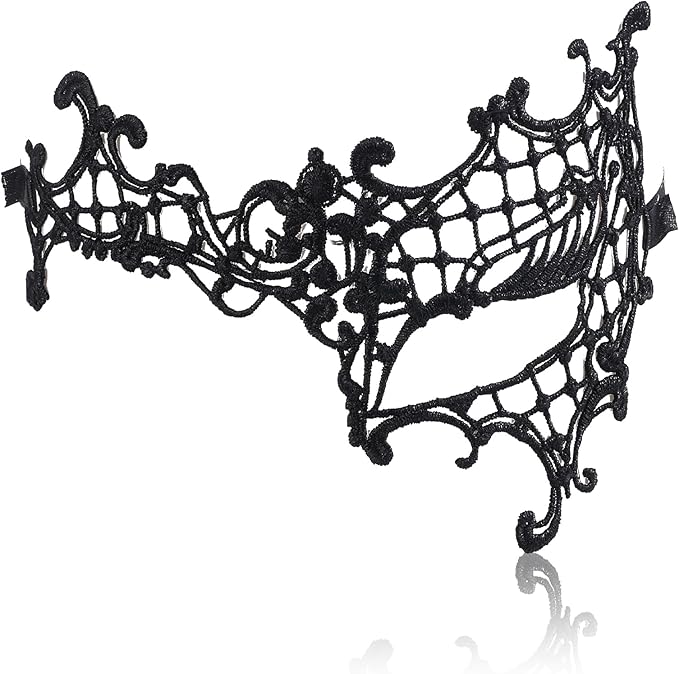 Piriuuo Masquerade Mask for Women Lace Half Mask Face Mask Black Eye Mask Halloween Carnival Mardi Gras Costume Party Prom...