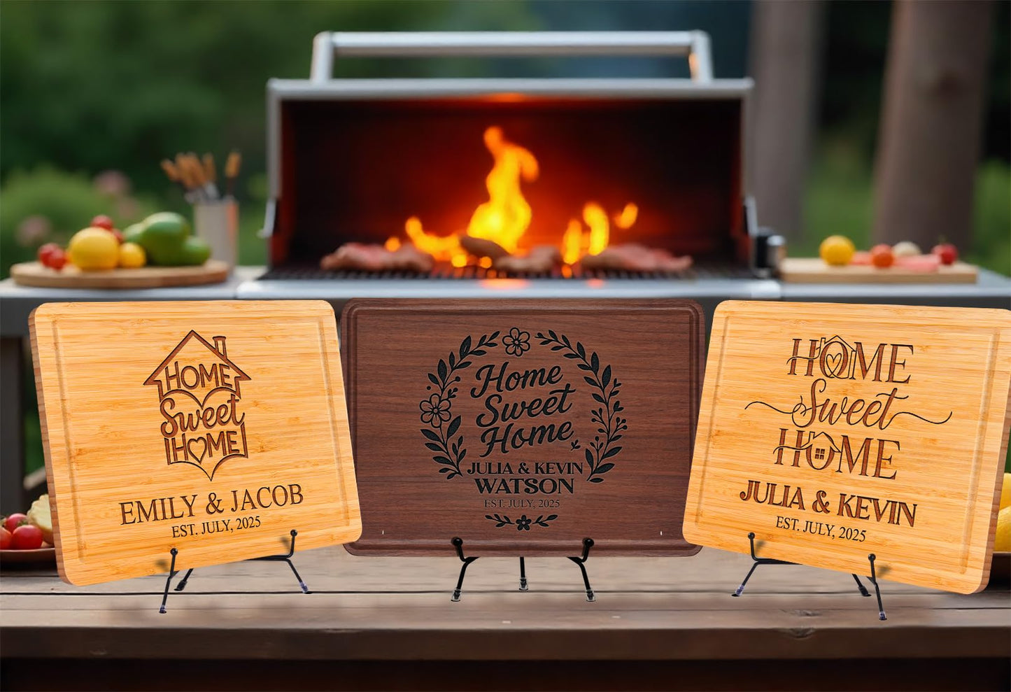 Personalized Home Sweet Home Cutting Board Gift for New Homeowners, Custom Engraved Bamboo Charcuterie Board, Housewarming, Wedding, Christmas, Anniversary, Mother's Day, New Home Buyer Gifts 2025