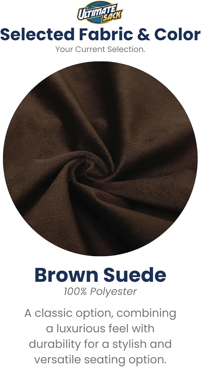 Ultimate Sack 4000 4-Foot Bean Bag Chair, Brown Suede Cover – Oversized Foam Lounger, Floor Seat, Small Sofa, or Couch Bed for Living Area, Gaming Room, or Reading Lounge