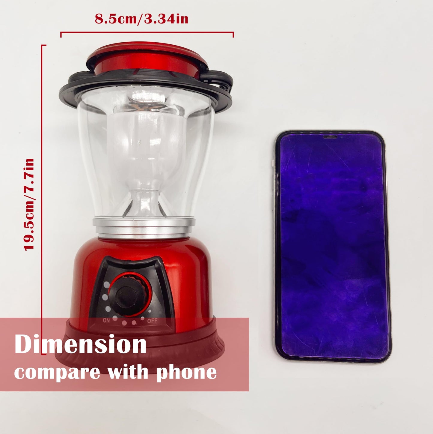 FANT.LUX LED Lantern Variable Power Retro Battery Powered Camping Light, COB High Brightness Dimmable Camping Lamp for Hiking, Fishing, Repairing and Emergency Lighting (Red-2 Pack)