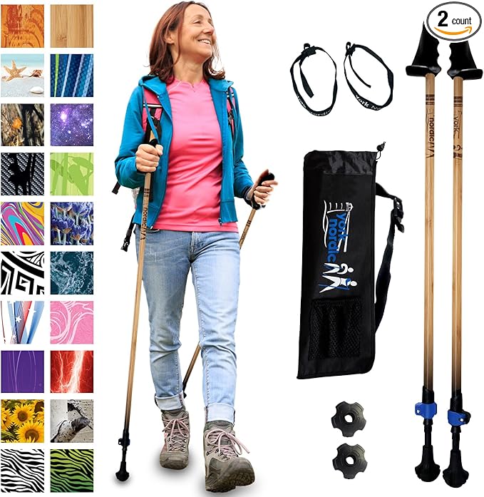 York Nordic Motivator Walking Poles for Balance and Rehab - Patented Stability Grips - Lightweight, Adjustable, and Collap...