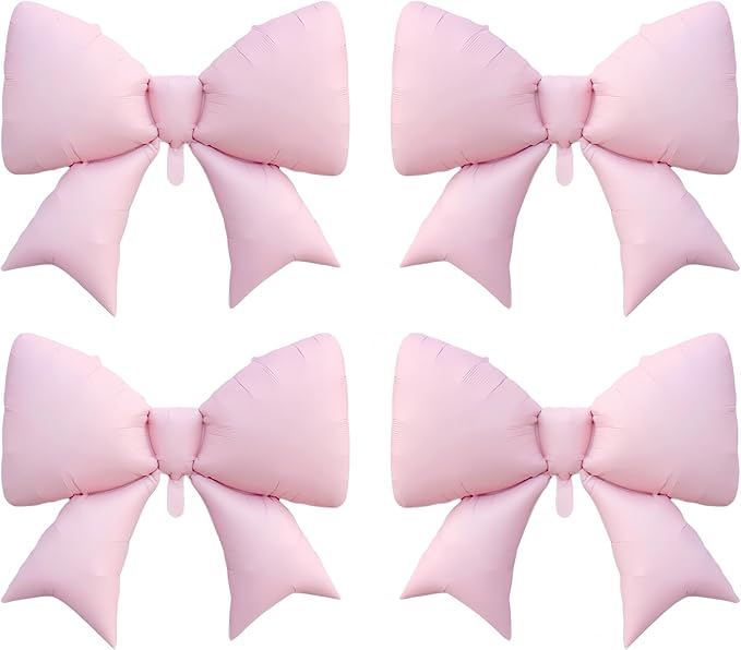 4Pcs Giant Pink Bow Balloons 38Inch/coquette Birthday Party Supplies/Pink Bachelorette Bridal Engagement Wedding Anniversa...