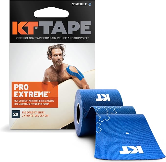 KT Tape Pro Extreme Therapeutic Elastic Kinesiology Sports Tape, 20 Pre Cut 10 inch Strips, 100% Synthetic Water Resistant...
