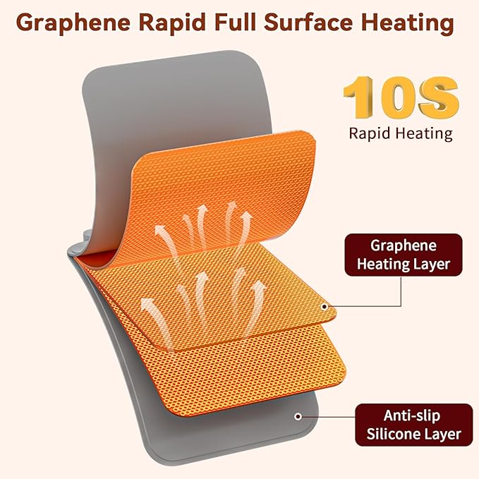 Upgrade Graphene Warming Mat for Food - Full Surface Heating, Waterproof Electric Warming Tray with 6 Temp Modes & 6H Timer for Parties Countertop, Gifts for Mom (Gray)