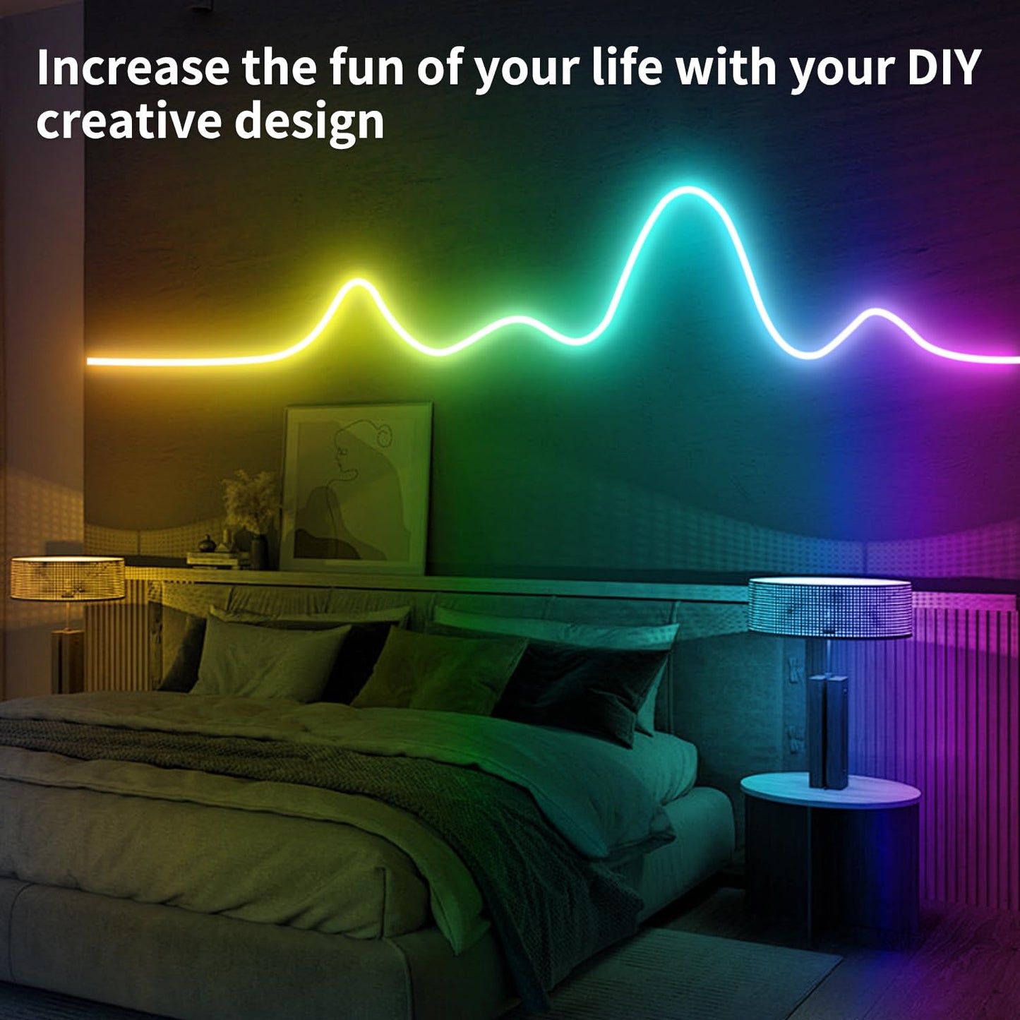 segrass 66Ft Neon Rope Lights,Flexible Led Rope Light Control with App/Remote,Multiple Modes Rope Lights,IP65 Outdoor RGB Led Neon Light Waterproof,Music Sync Gaming Led Neon Light Strip for Bedroom