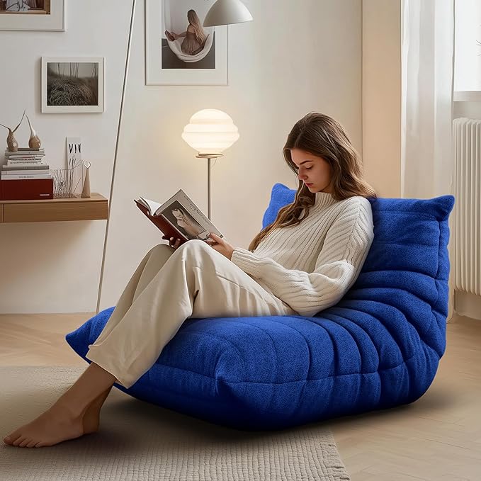Bean Bag Chair for Adults, Fireside Togo Chair, BeanBag Chairs for Teens with High-Resilience Memory Foam, Non-Slip Base Compression Floor Lounge Sofa for Living Room, Bedroom