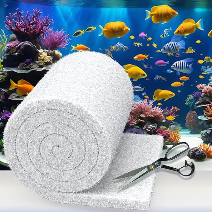 Aquarium Filter Floss 12 * 144 Inches, Cut to Fit Fish Tank Filter, Dual Density Aquarium Filter Pad, Pond Filter Media Ro...