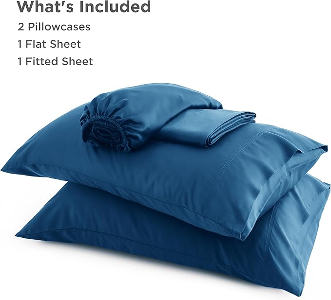 Bedsure Queen Sheet Set, Rayon Derived from Bamboo, Cooling Sheets, Deep Pocket Up to 16", Breathable & Soft, Hotel Luxury Silky Bedding for Hot Sleepers, Teal