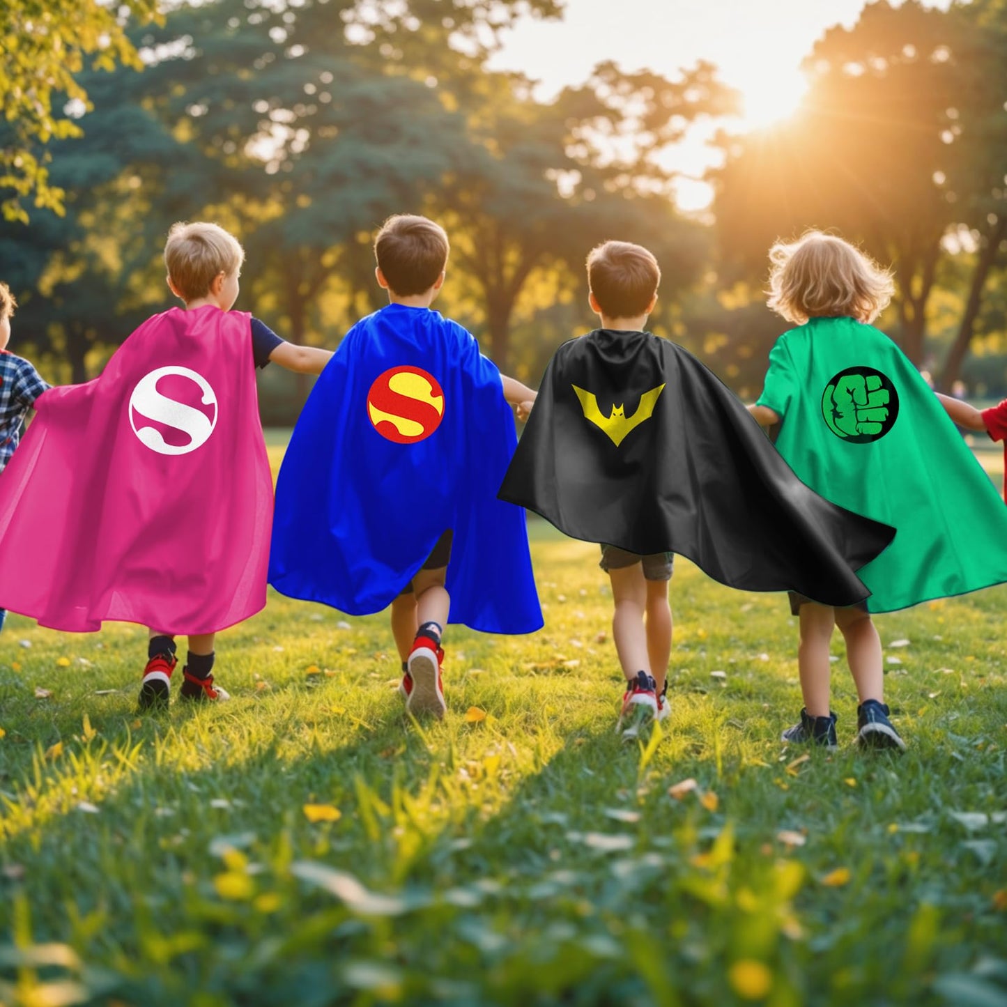 Mizzuco Superhero Capes for Kids Cloak with Mask Halloween Costumes and Party Dress up 2PCS（Pink +Blue