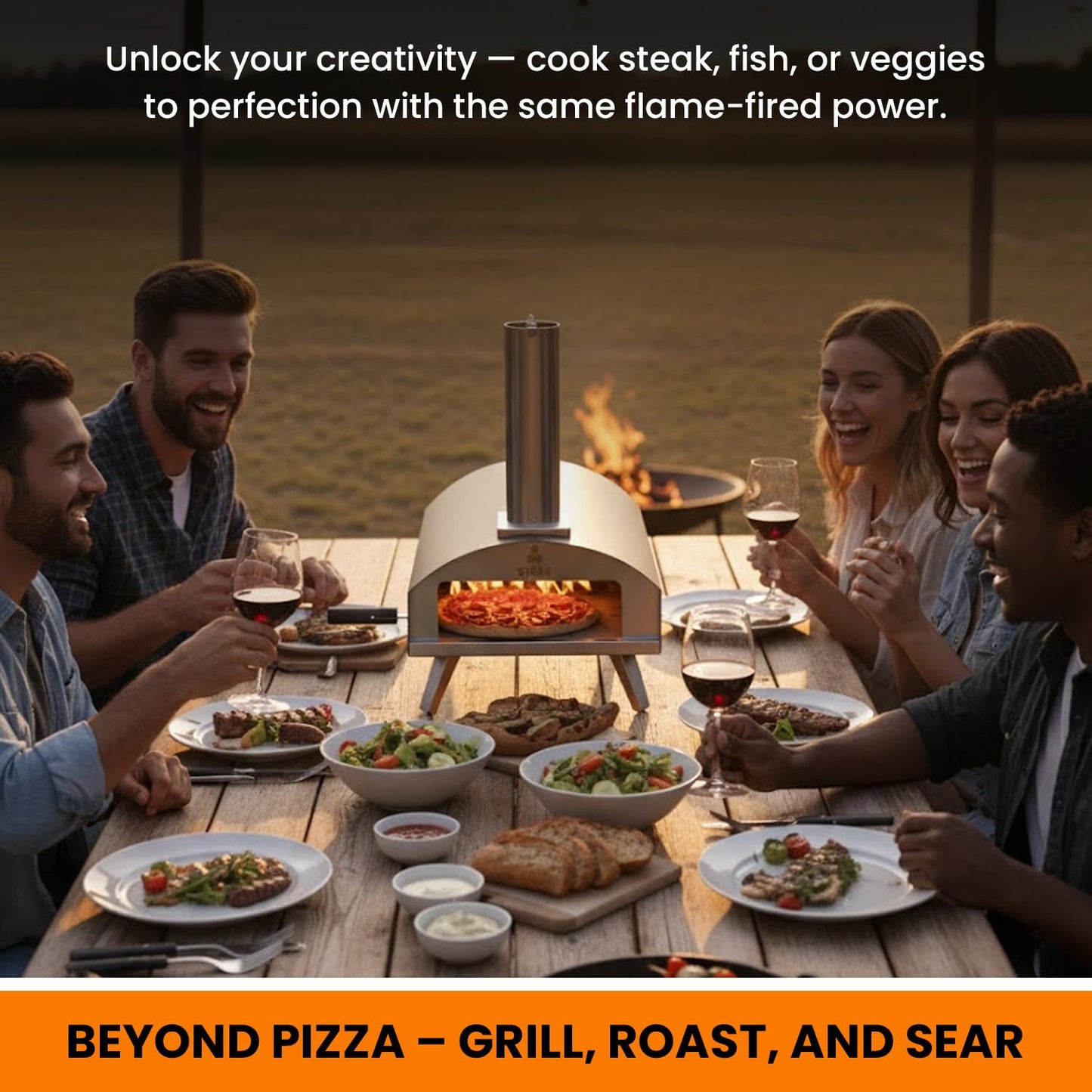 Stoke 13 Inch Outdoor Pizza Oven – Wood Pellet Portable Pizza Oven for Backyard, Camping, or Tailgating – Stainless Steel Oven with Pizza Stone & Accessories