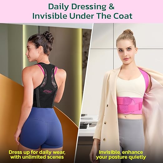 Posture Corrector for Women - Lightweight and Breathable Back Brace for Pain Relief, Rounded Shoulders and Hunchback, Compact & Portable with Fashionable Design, Invisible Under Clothes Black XL