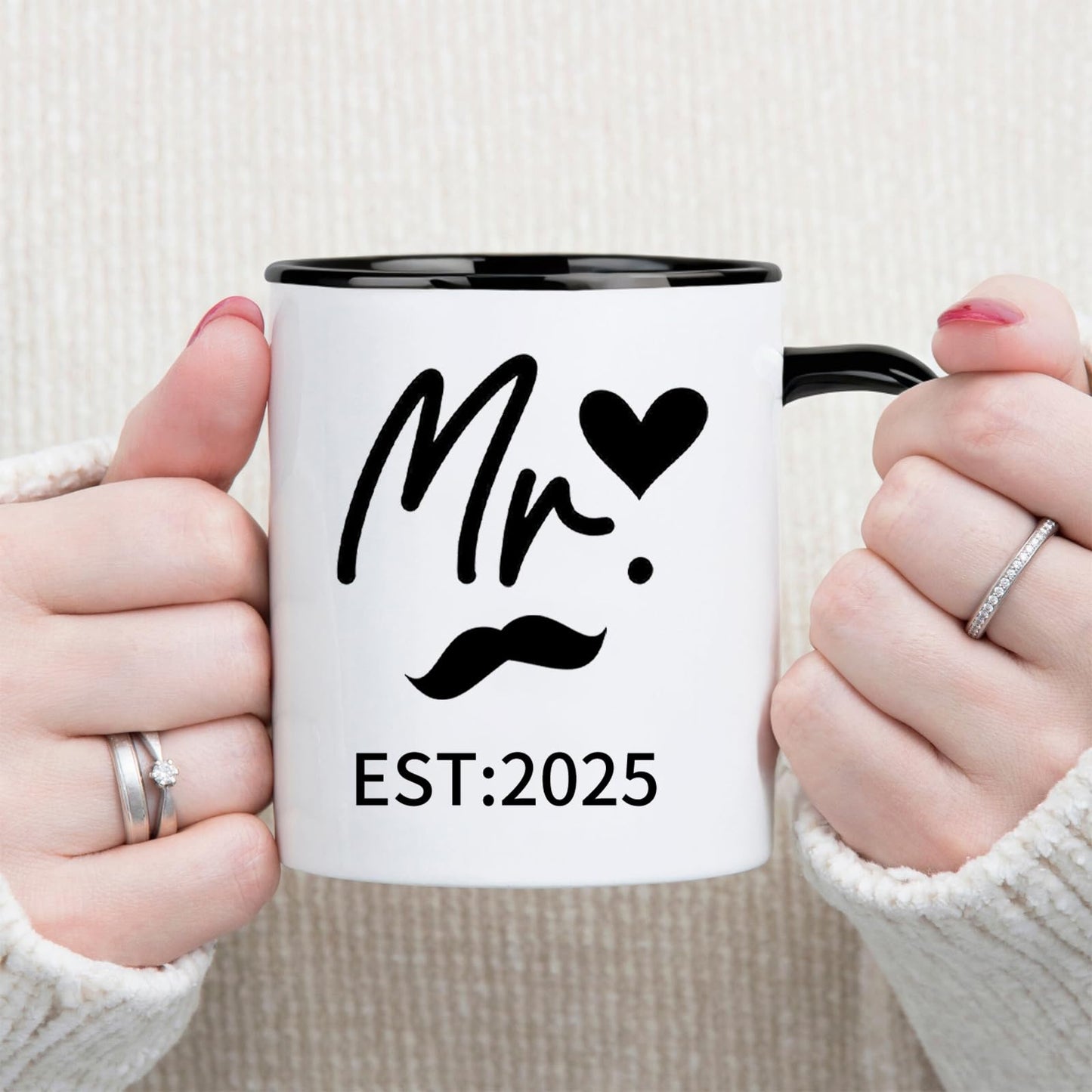 EST 2025 Mr and Mrs Gifts Valentine Wedding Gifts for Couples 2025 Ceramic Cups and Aprons Engagement Party Gift for Couples