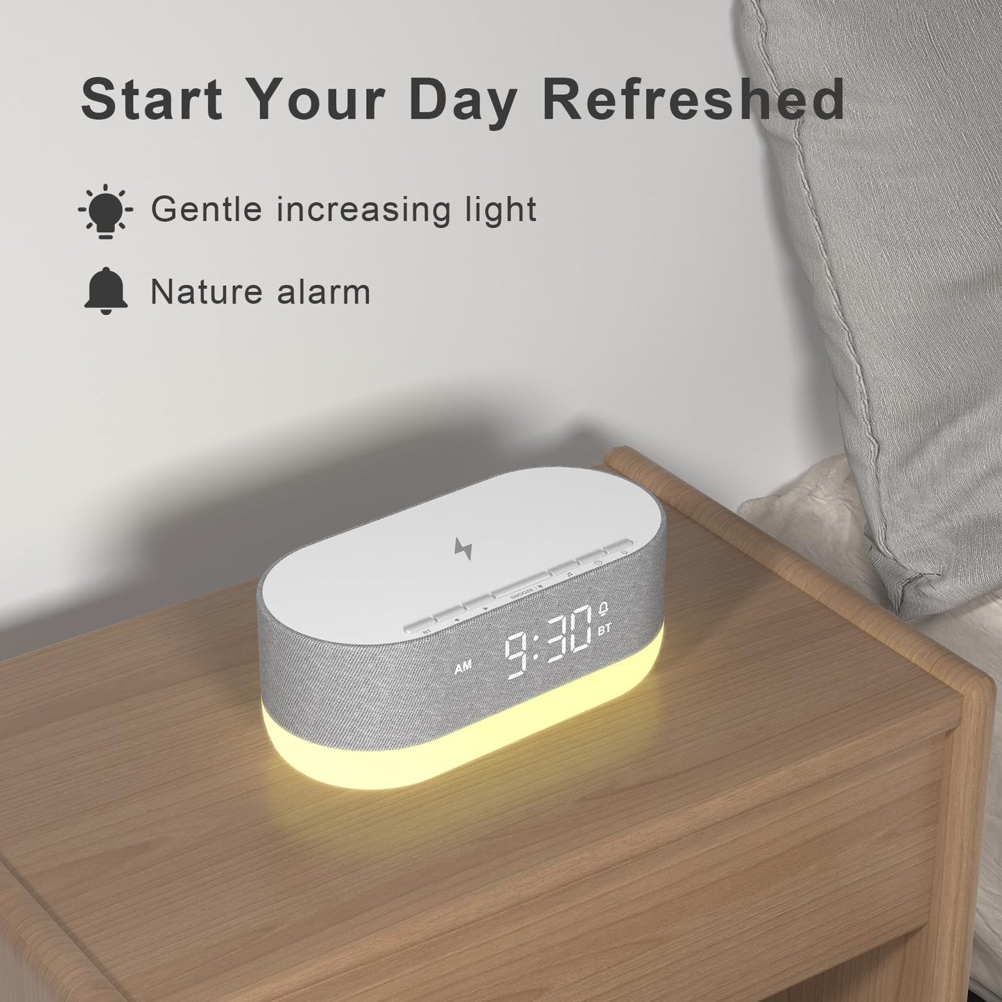 HOUSBAY 3 in 1 Sound Machine Alarm Clock& Wireless Charger: Soothing White Noise, Bluetooth Music Relaxation & Customized Sleep-Wake Routine