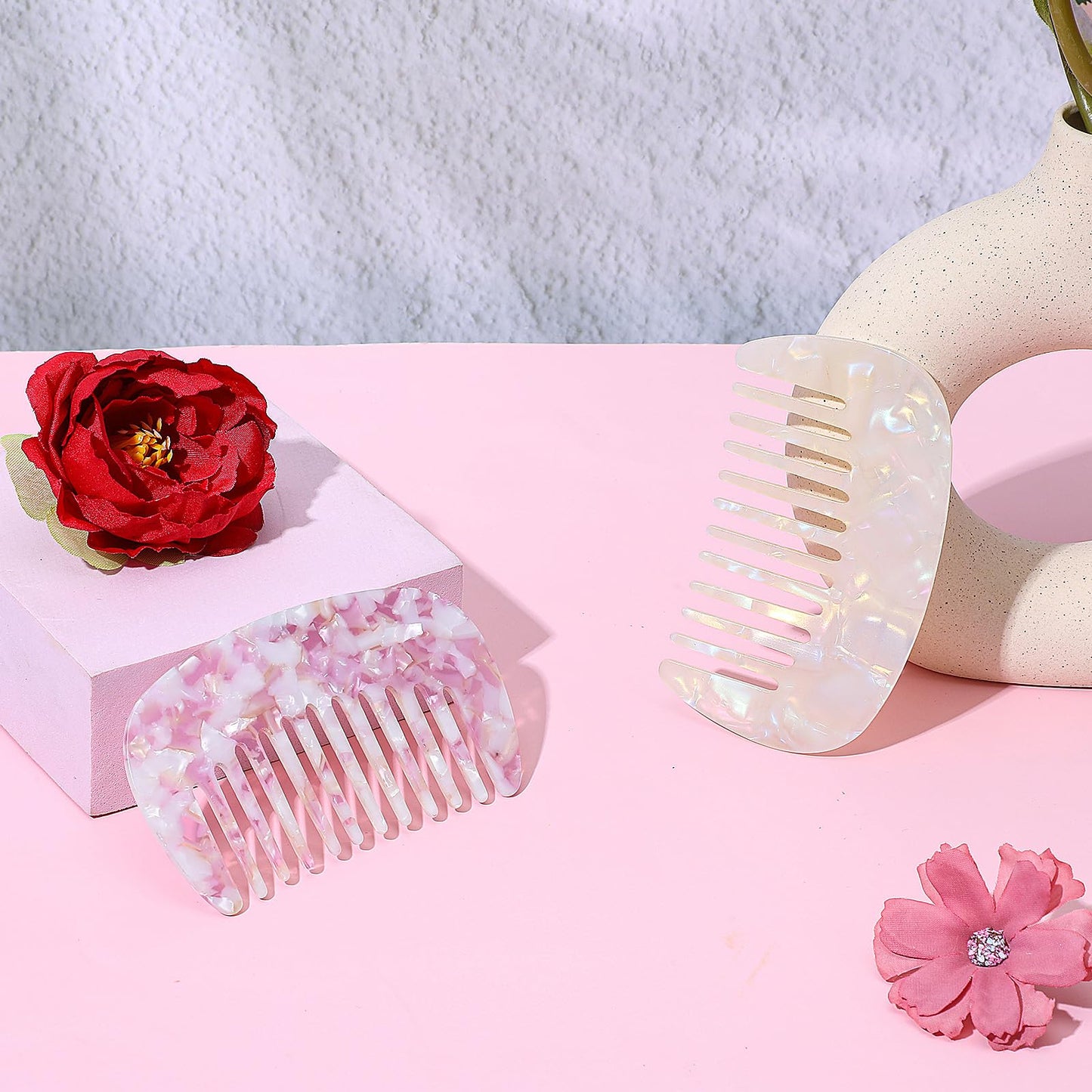 YUXIANLB 2pcs Travel Comb Mini Detangling Combs For Women Wide Tooth Combs Hairs Pocket Comb Anti-Static Small Acetate Hair Deta