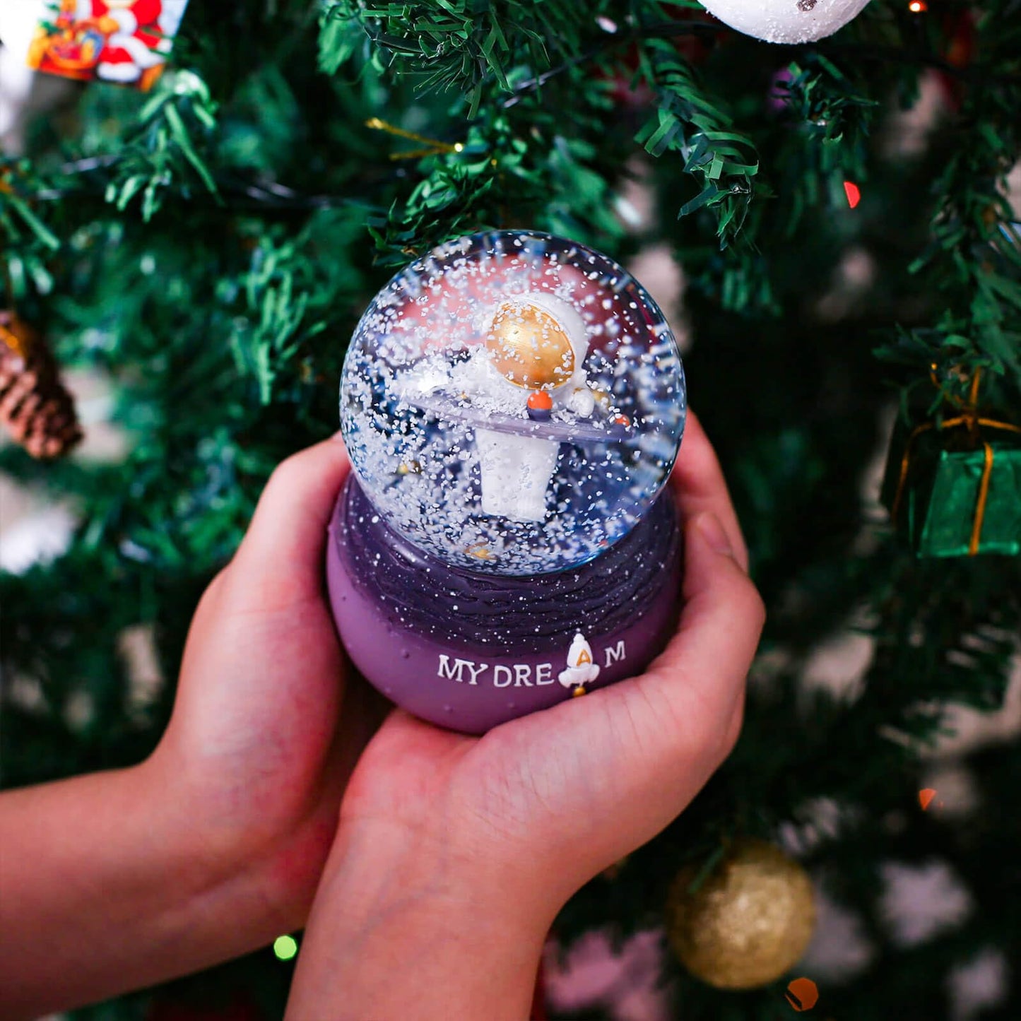 Dalekana Snow Globe with Light for Christmas & Birthday Gift, 80mm Crystal Musical Glitter Glass Water Ball Decoration, Princess - Pink Snowglobe, 3.5" x 3.5" x 5"