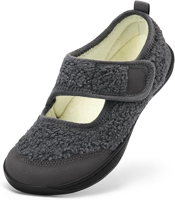 Rihero Womens Slippers Wide Width Diabetic Shoes Edema House Barefoot Walking Shoes Adjustable Indoor Outdoor Slippers