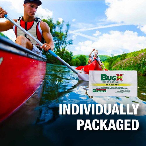 CoreTex Bug X FR DEET-Free Insect Repellent Wipes - Pack of 100 Single-Use, Naturally Derived Geranium Oil Bug Wipes - Protects Against Mosquitoes - Travel Size Mosquito Repellent Towelettes