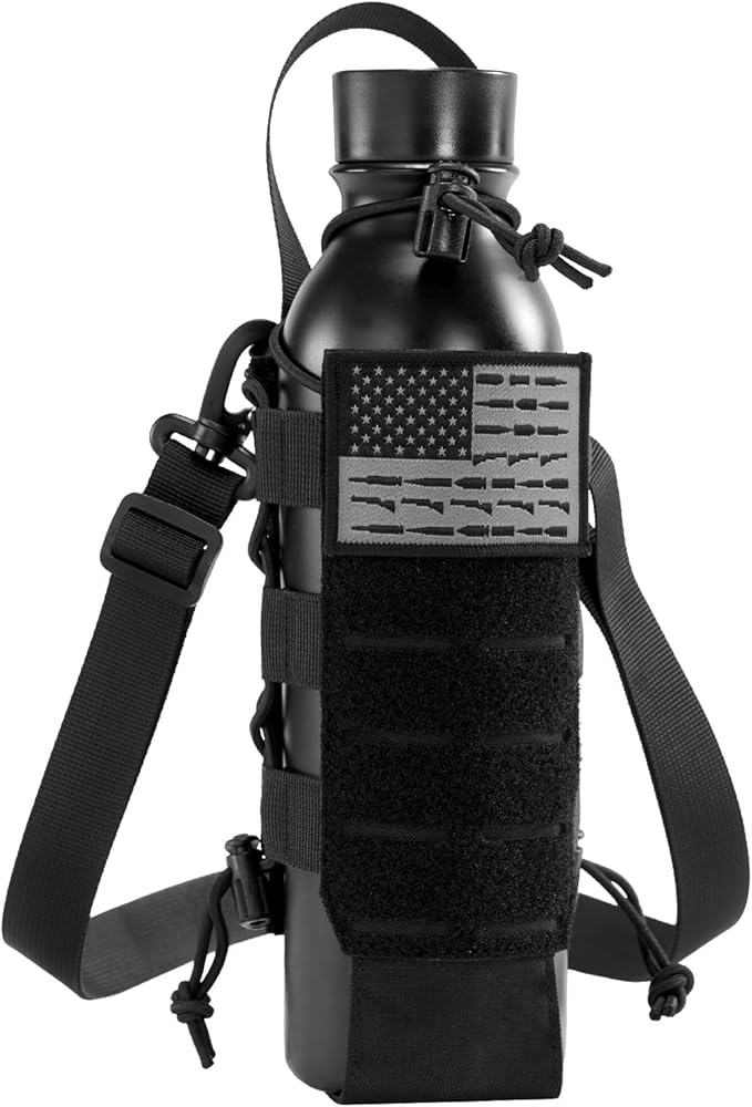 VISIONTAC Tactical MOLLE Pouch Water Bottle Holder with Shoulder Strap Modular Bag for Outdoor Hiking Camping Hunting Fish...