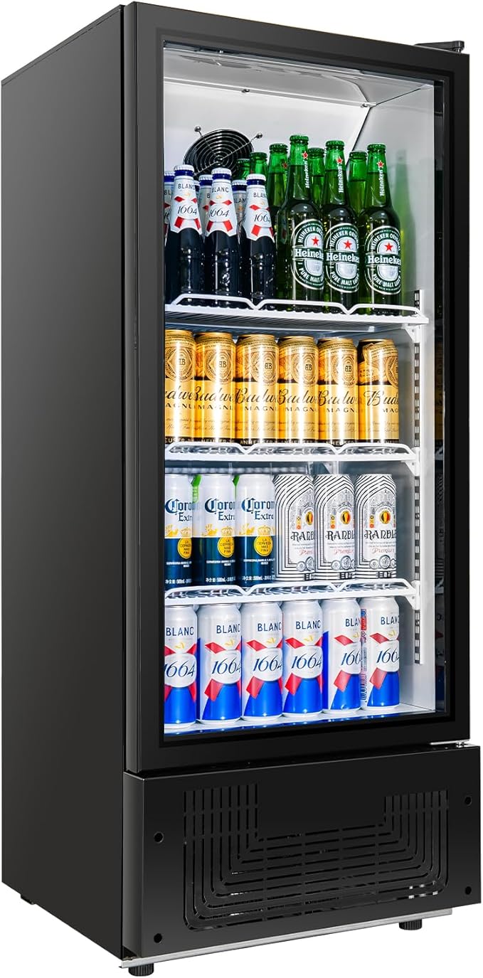 BINGERMA 6.5 Cu.Ft Commercial Beverage Refrigerator Glass Door Upright Drink Cooler Display Fridge with Adjustable Shelves...